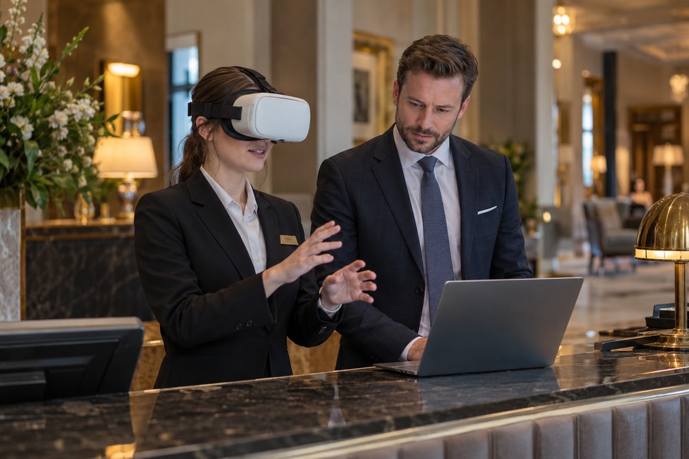 What equipment do hotels and restaurants need for VR staff training?